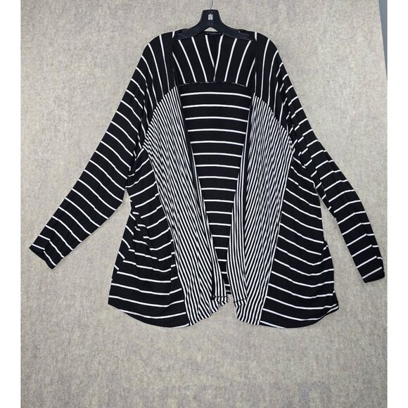 Lane Bryant Womens Open Front Cardigan Black/White Stripe Size 26/28 Rayon Blend - Picture 1 of 7